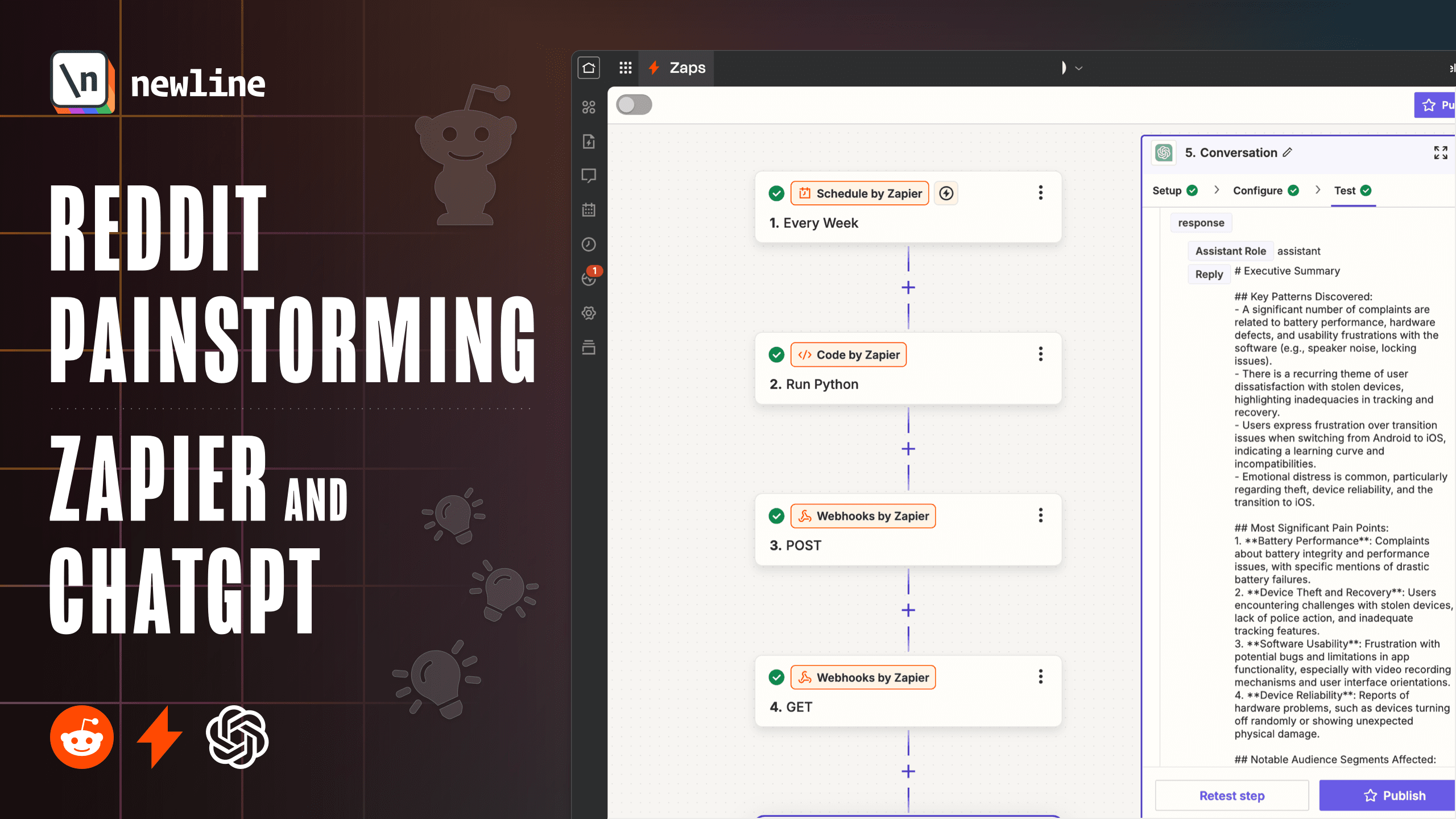 Thumbnail Image of Tutorial Conducting Painstorming on Reddit with Zapier and ChatGPT 