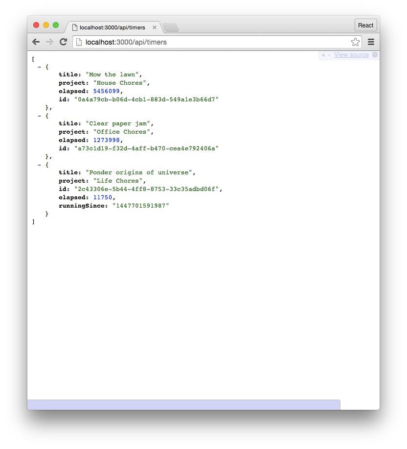 Visiting the endpoint after installing JSONView